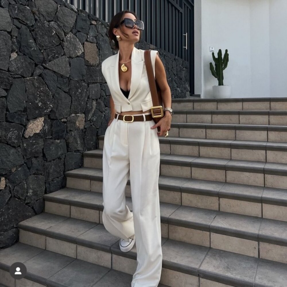 ZARA WIDE LEG PANTS WITH DARTS